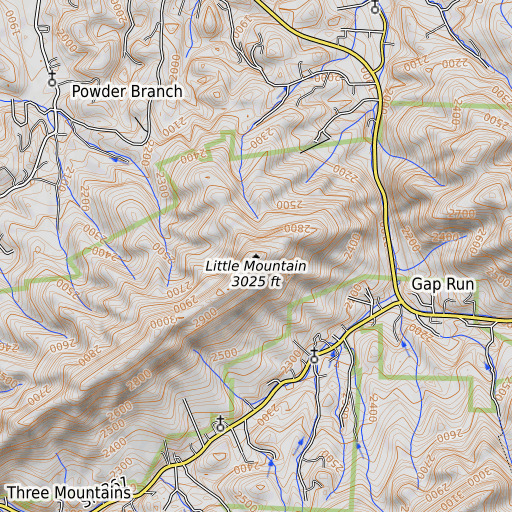 OpenTopoMap map of Little Mountain, TN