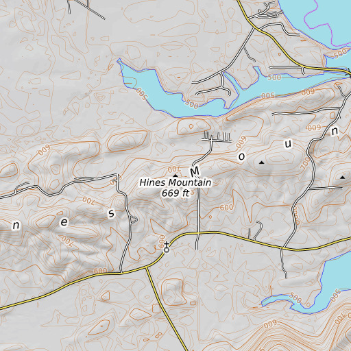 OpenTopoMap map of Hines Mountain, AL