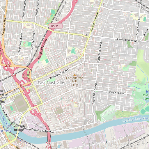 OpenStreetMap map of Confederate Hill, TN