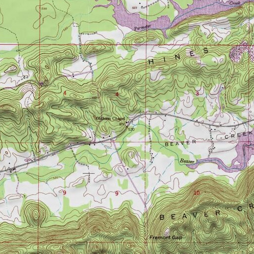 USGS 24K topo map of Oldham Chapel, AL