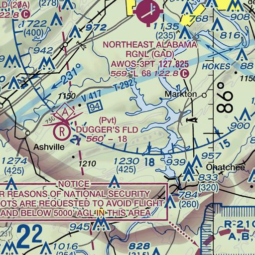 FAA VFR chart of Oldham Chapel, AL