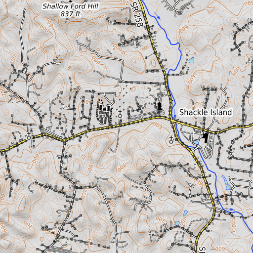 OpenTopoMap map of Beech Elementary School, TN