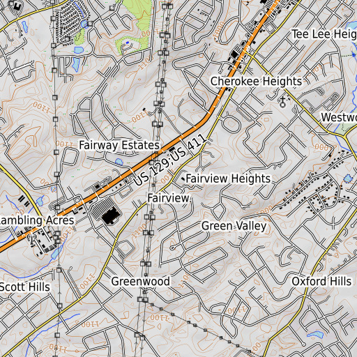 OpenTopoMap map of Fairview Elementary School, TN