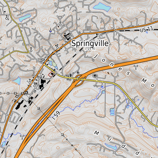OpenTopoMap map of Interchange 154, AL