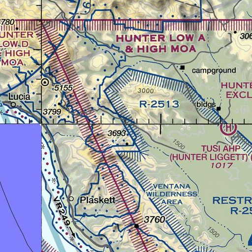 FAA VFR chart of Negro Fork Nacimiento River, CA