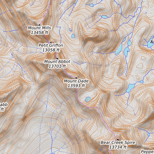 OpenTopoMap map of Mount Dade, CA