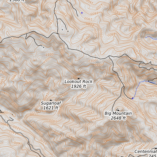 OpenTopoMap map of Lookout Rock, CA