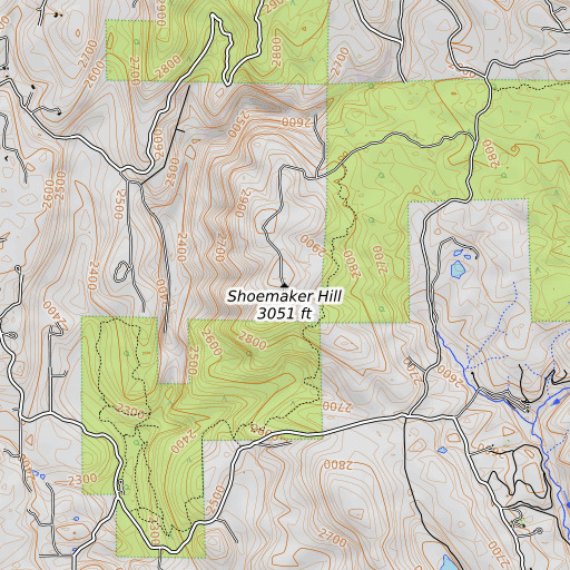 OpenTopoMap map of Shoemaker Hill, CA