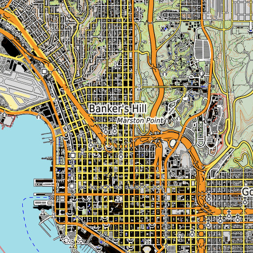 OpenTopoMap map of Marston Point, CA
