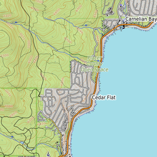 OpenTopoMap map of Cedar Flat, CA