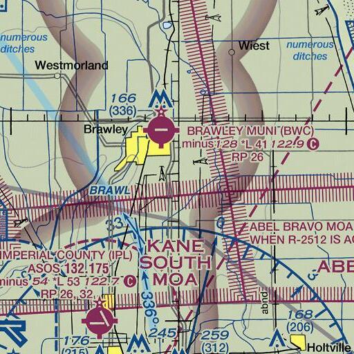 FAA VFR chart of KROP-AM (Brawley), CA