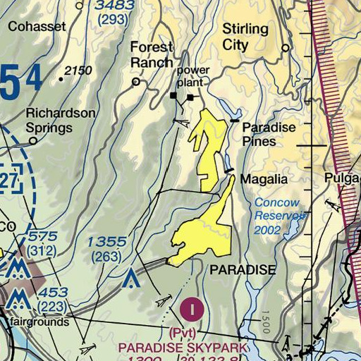 FAA VFR chart of KCHH-FM (Paradise), CA
