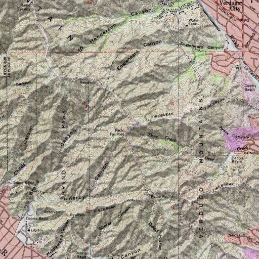 USGS 24K topo map of KROQ-FM (Pasadena), CA