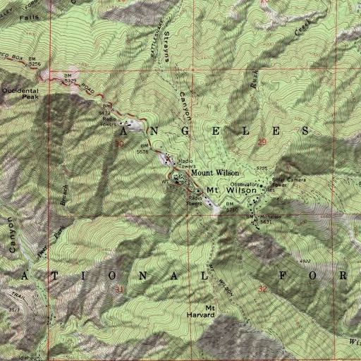 USGS 24K topo map of KPCC-FM (Pasadena), CA