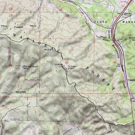 USGS 24K topo map of KDDB-FM (Paso Robles), CA