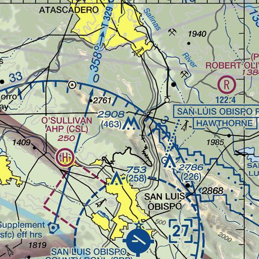 FAA VFR chart of KDDB-FM (Paso Robles), CA