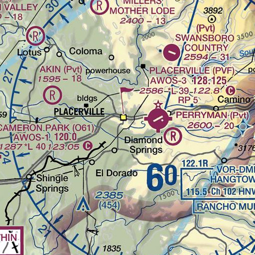 FAA VFR chart of KWWN-FM (Placerville), CA