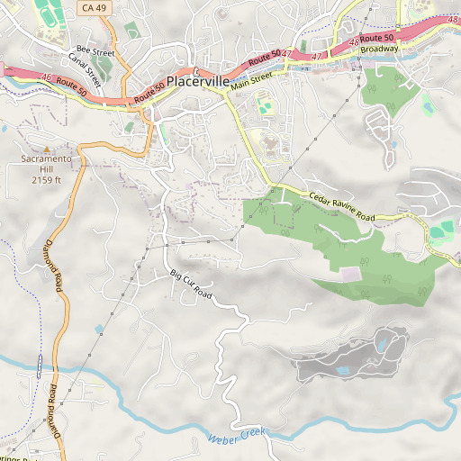 OpenStreetMap map of KWWN-FM (Placerville), CA