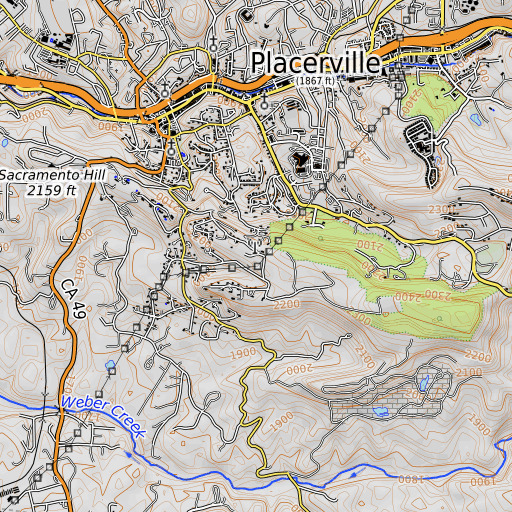 OpenTopoMap map of KWWN-FM (Placerville), CA
