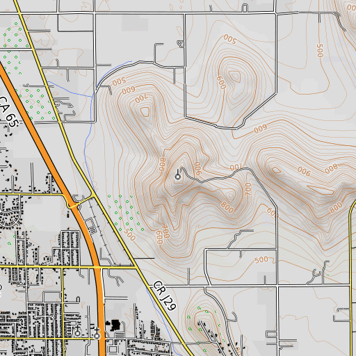 OpenTopoMap map of KIOO-FM (Porterville), CA
