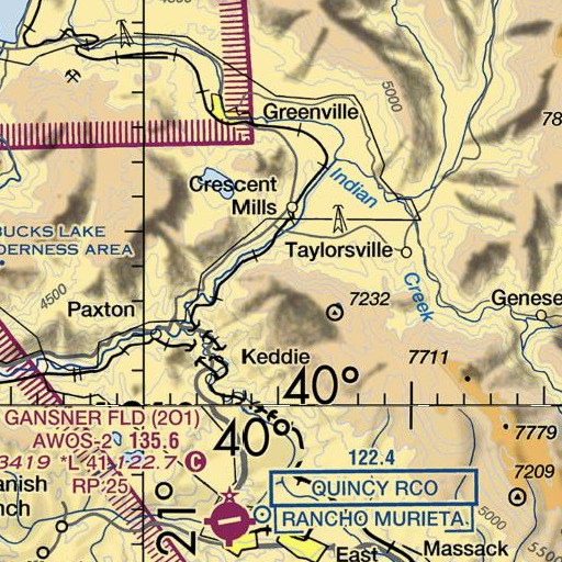 FAA VFR chart of KQNC-FM (Quincy), CA