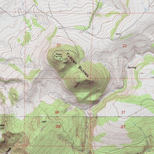 USGS 24K topo map of KFXS-FM (Red Bluff), CA