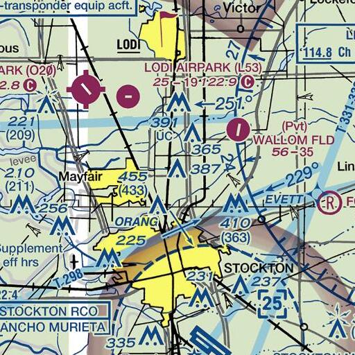 FAA VFR chart of KJOY-FM (Stockton), CA