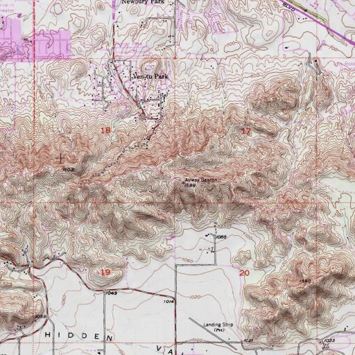 USGS 24K topo map of KNJO-FM (Thousand Oaks), CA