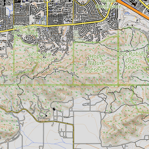 OpenTopoMap map of KNJO-FM (Thousand Oaks), CA