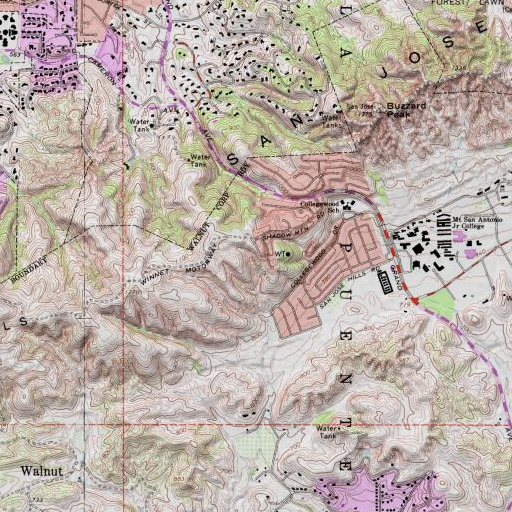 USGS 24K topo map of KSAK-FM (Walnut), CA