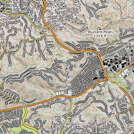 OpenTopoMap map of KSAK-FM (Walnut), CA