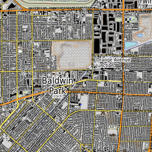 OpenTopoMap map of KBOB-FM (West Covina), CA