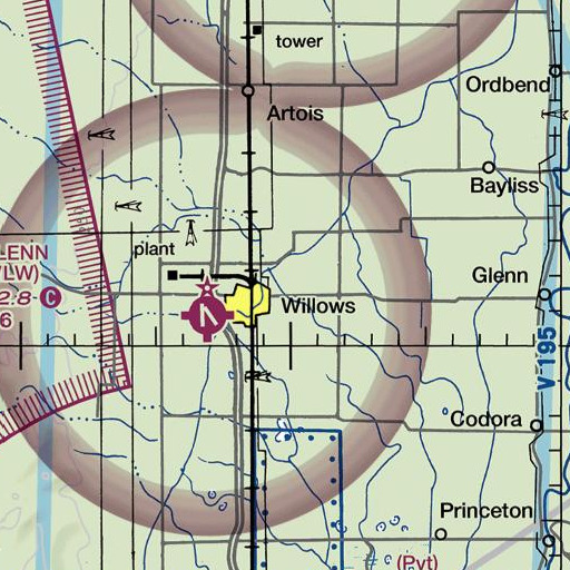 FAA VFR chart of KIQS-FM (Willows), CA