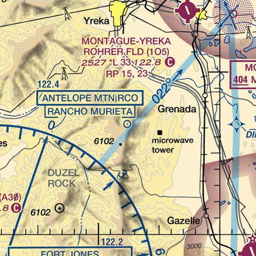 FAA VFR chart of KYRE-FM (Yreka), CA