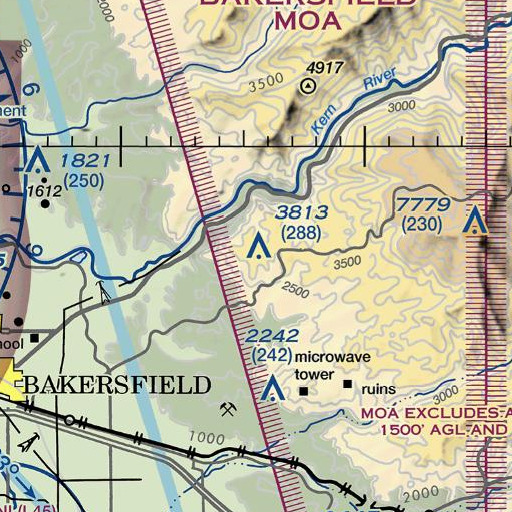 FAA VFR chart of KDOB-TV (Bakersfield), CA