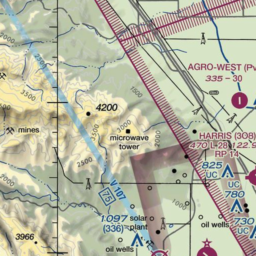 FAA VFR chart of KWEW-TV (Coalinga), CA