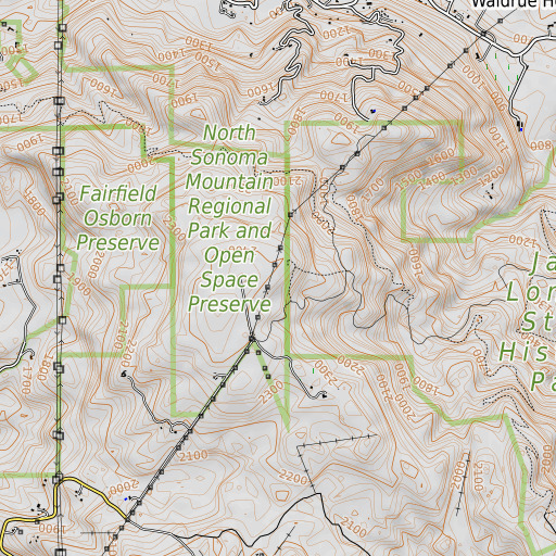 OpenTopoMap map of KRCB-TV (Cotati), CA