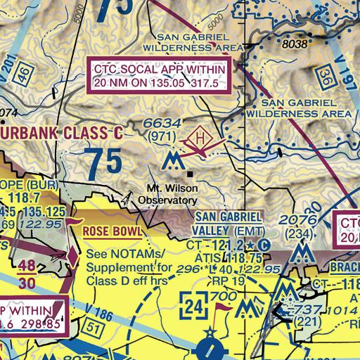FAA VFR chart of KLCS-TV (Los Angeles), CA