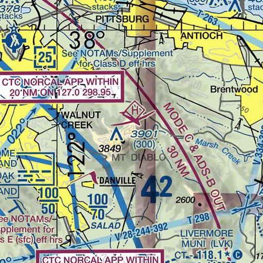 FAA VFR chart of KFTL-TV (Stockton), CA
