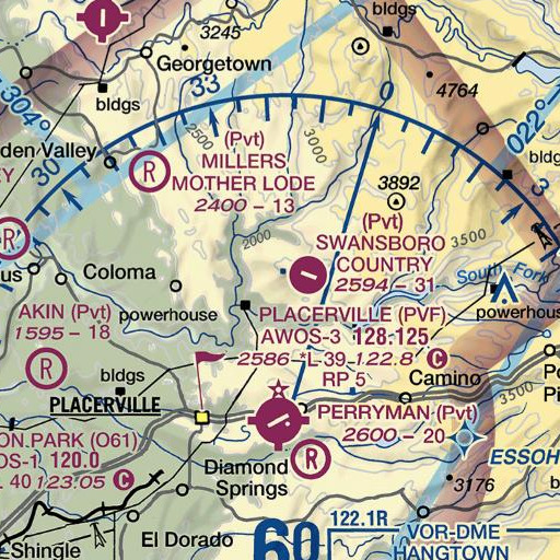 FAA VFR chart of Finnon Lake 1-034 Dam, CA