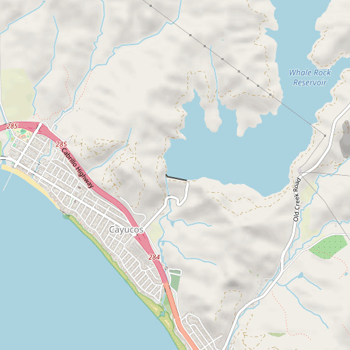 OpenStreetMap map of Whale Rock 1-040 Dam, CA