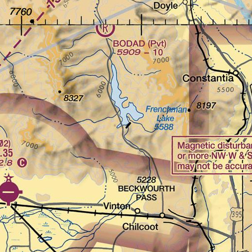 FAA VFR chart of Frenchman 1-043 Dam, CA
