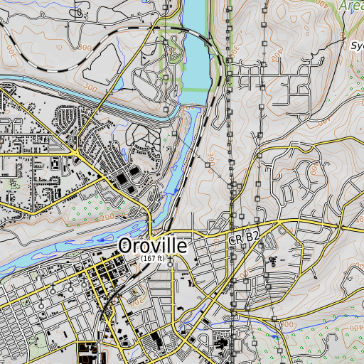OpenTopoMap map of Feather River Hatchery 1-047 Dam, CA