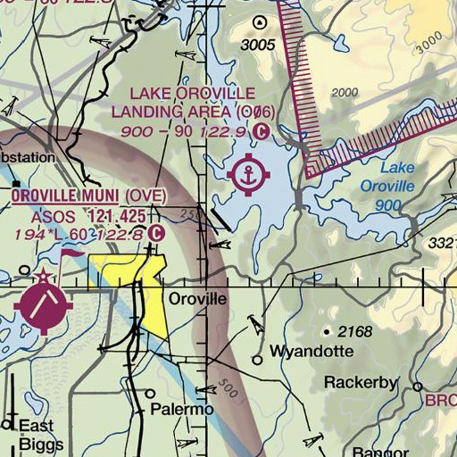 FAA VFR chart of Oroville 1-048 Dam, CA
