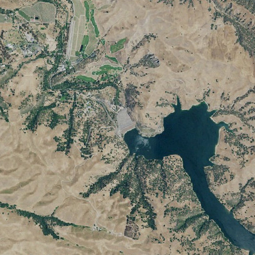 Aerial imagery of Del Valle 1-056 Dam, CA