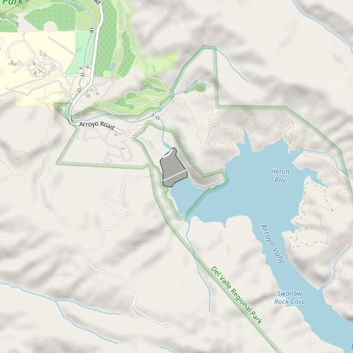 OpenStreetMap map of Del Valle 1-056 Dam, CA
