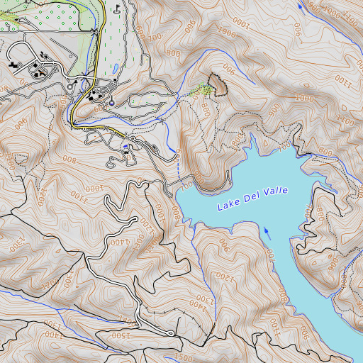 OpenTopoMap map of Del Valle 1-056 Dam, CA