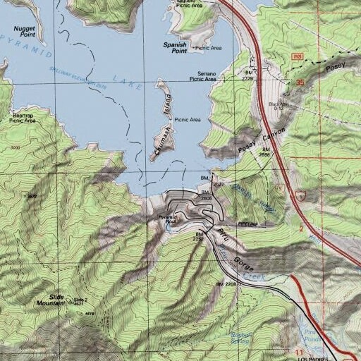 USGS 24K topo map of Pyramid 1-066 Dam, CA