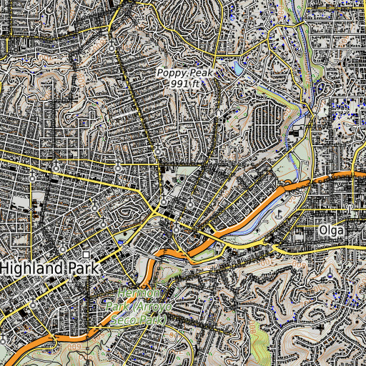OpenTopoMap map of Highland 6-012 Dam, CA