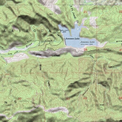 USGS 24K topo map of Juncal 34-002 Dam, CA